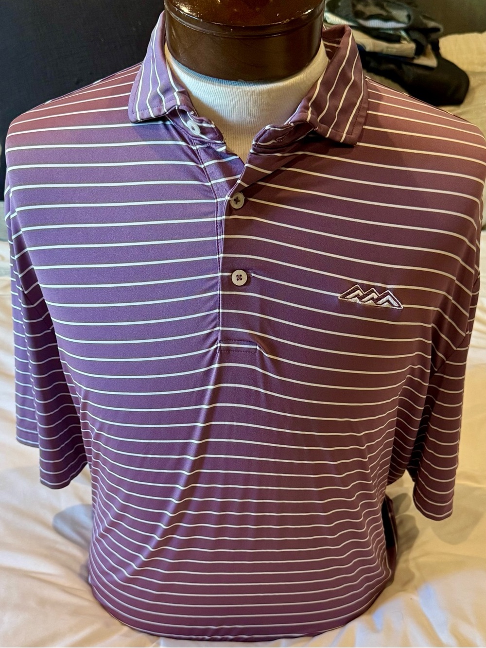RLX Ralph Lauren Purple Striped Polo Golf Short with Desert Mountain Logo